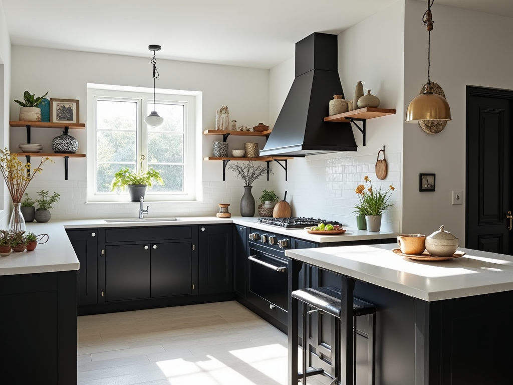 Eclectic Minimalist Black and White Kitchen Ideas