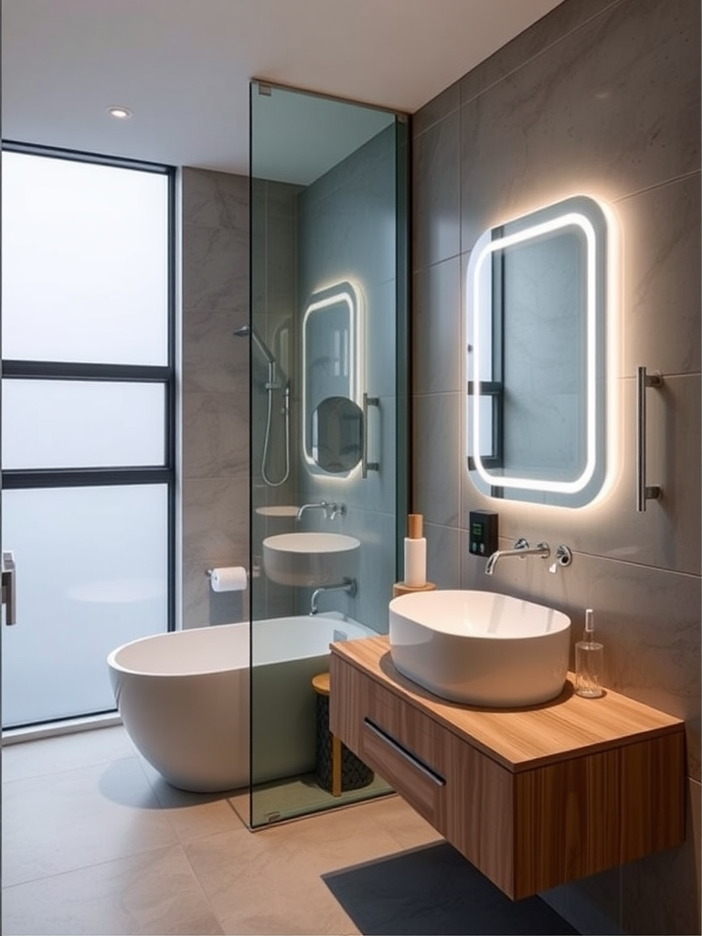 Contemporary Bathroom with Smart Technology Features