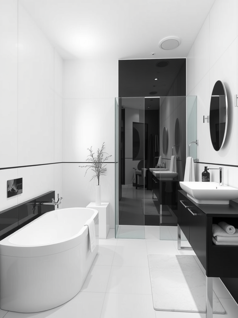 Black and White Contrast in Contemporary Bathroom