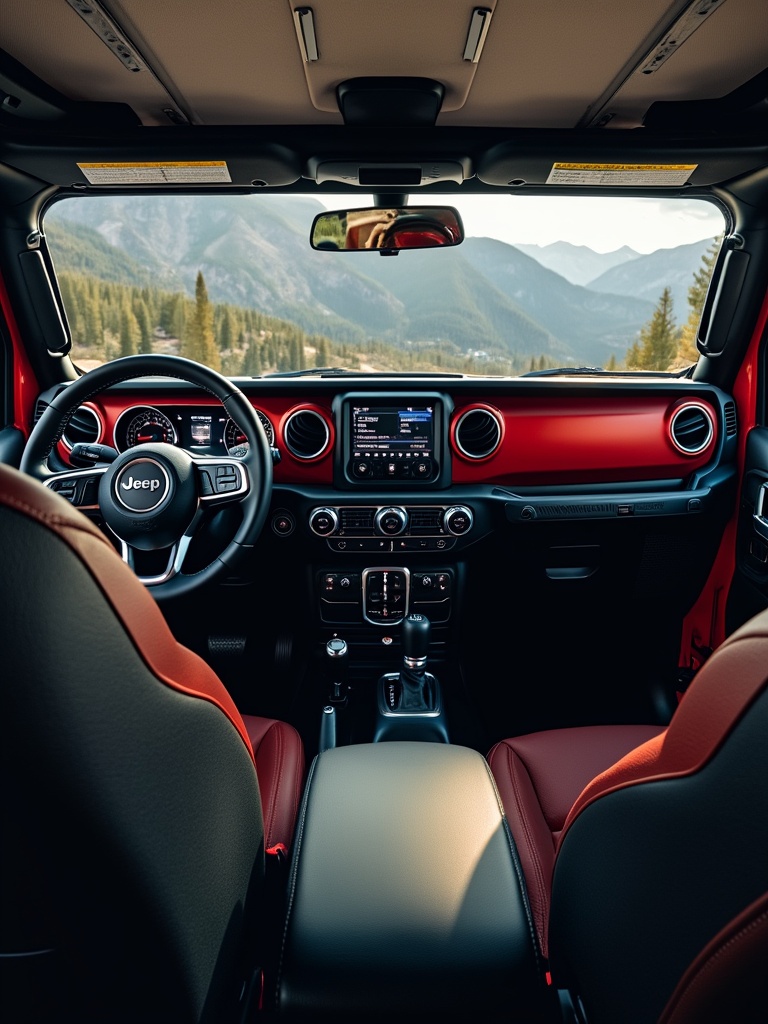 Jeep Wrangler in rugged mountain terrain