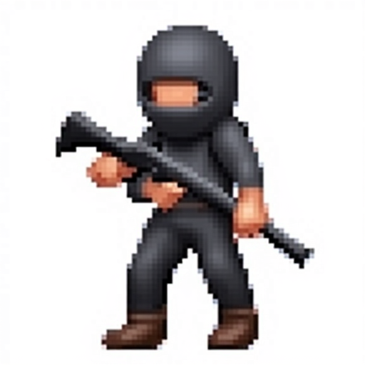 A boy with a gun and a balaclava