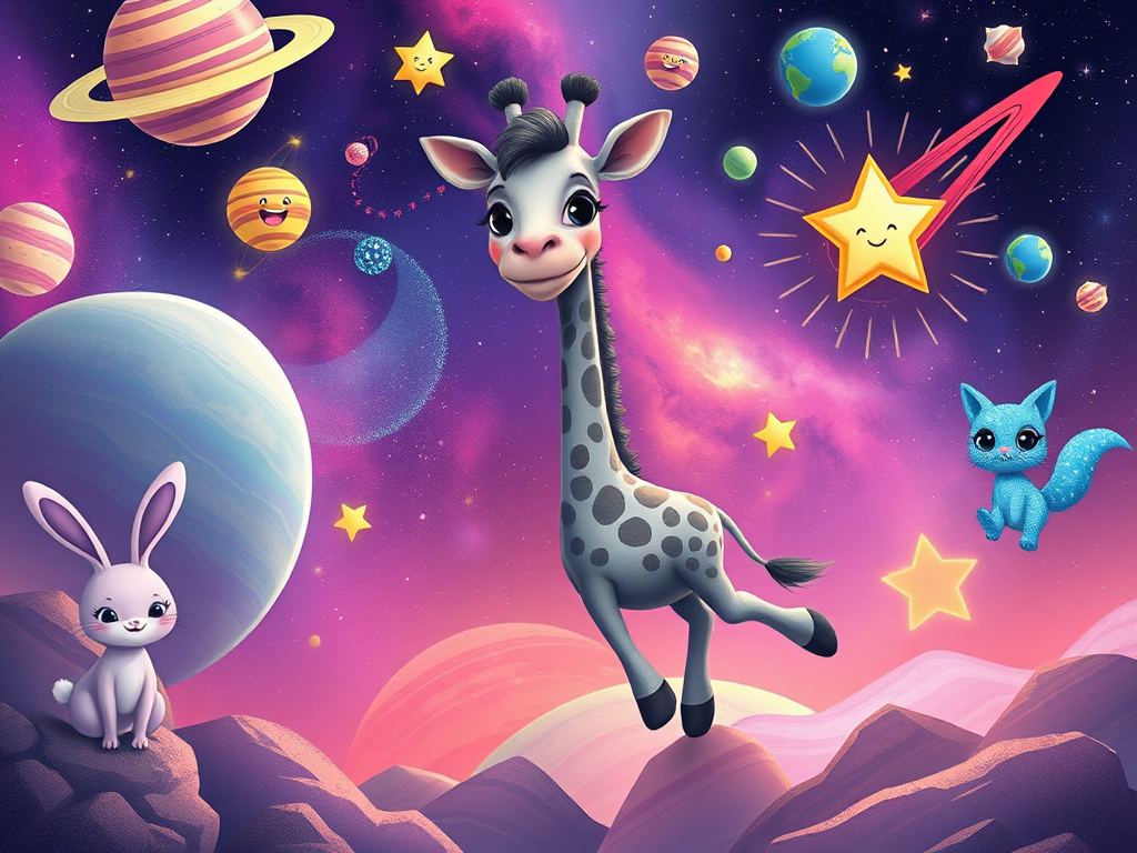 Gigi the Grayscale Giraffe’s Cosmic Adventure