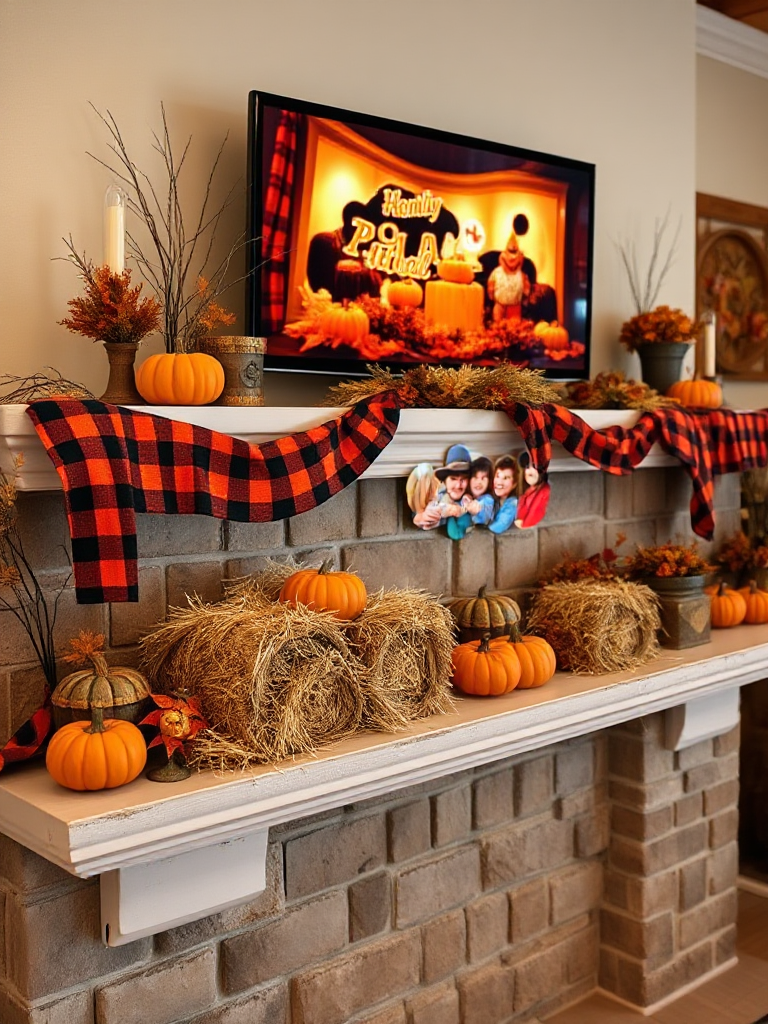 Halloween Mantle Decor With Tv