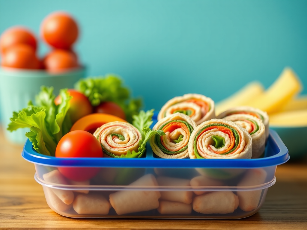 Image for Turkey and Veggie Pinwheels Bento Box Lunch