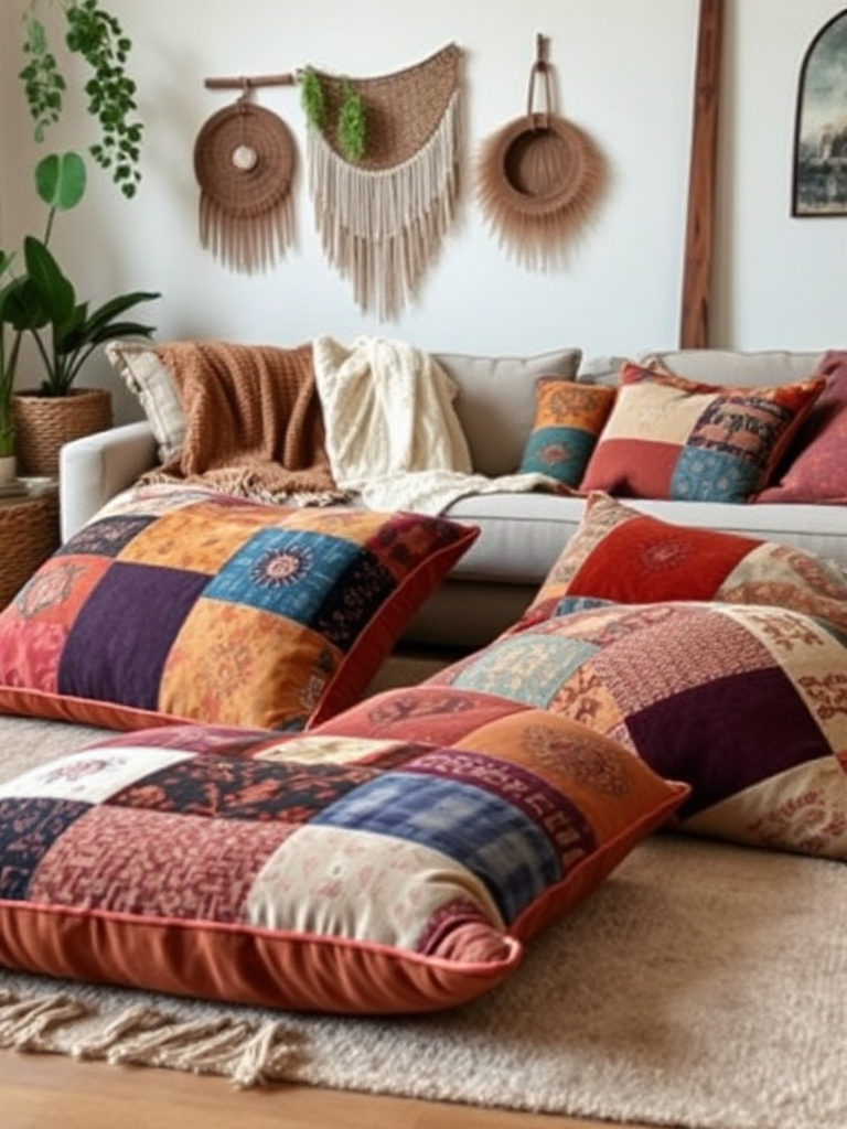 Floor Pillows Living Room Boho Style