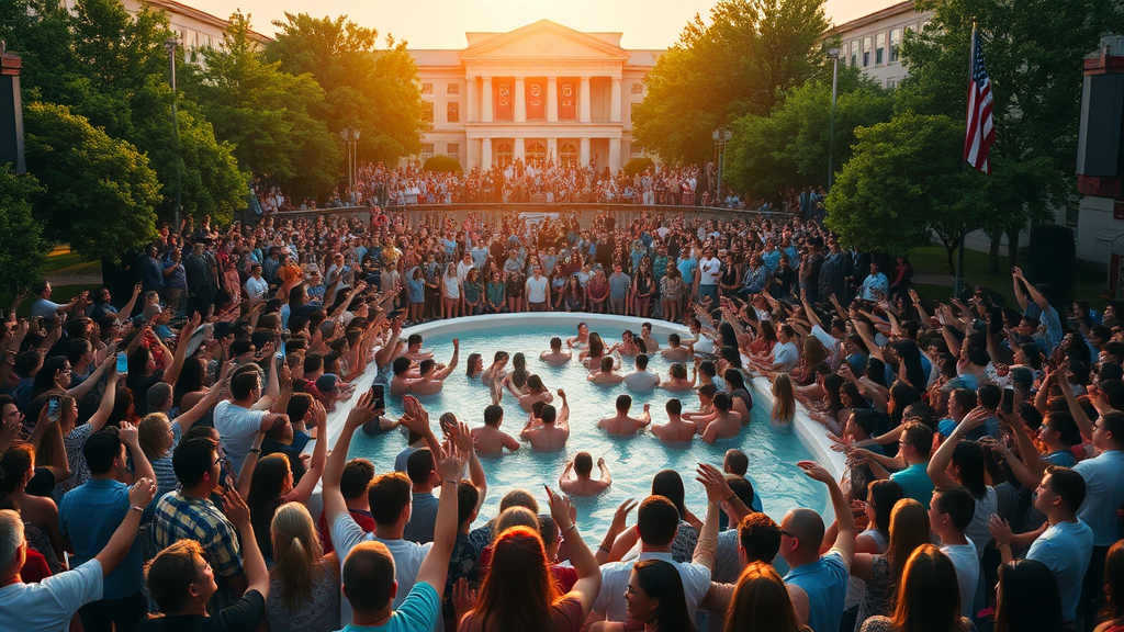 텍사스 A&M 부흥집회에서 모인 학생들