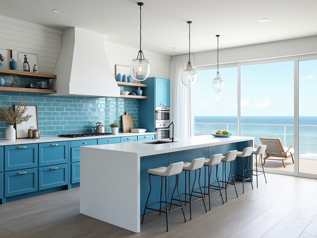 Breezy Coastal Kitchen: Shiplap & Blue Accents