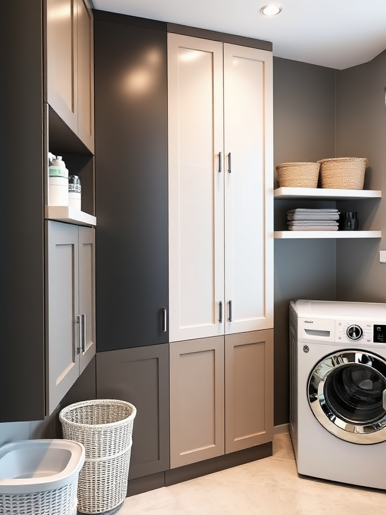 modern laundry room shelves