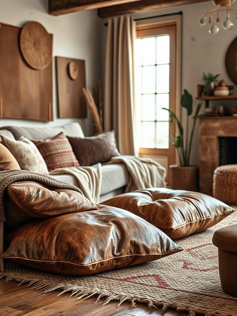 Floor Pillows Living Room Boho Style