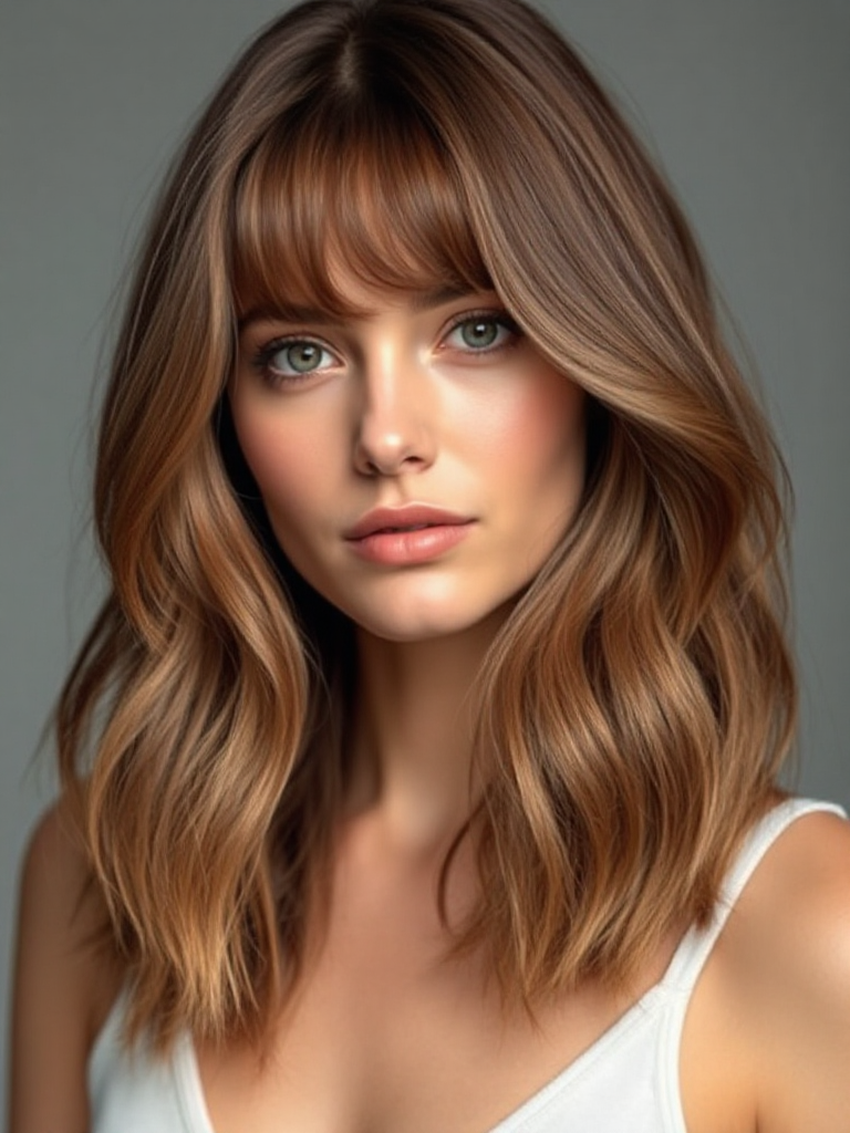 Medium Haircuts with Curtain Bangs