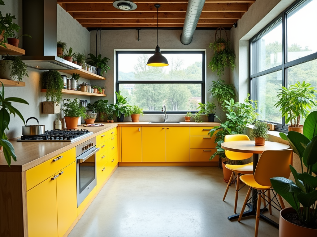 Bright & Cheery Kitchens: Embrace Yellow Accents and Lush Greenery