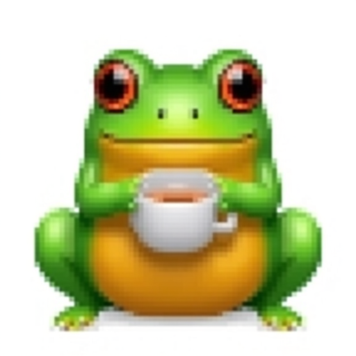 A frog sipping tea