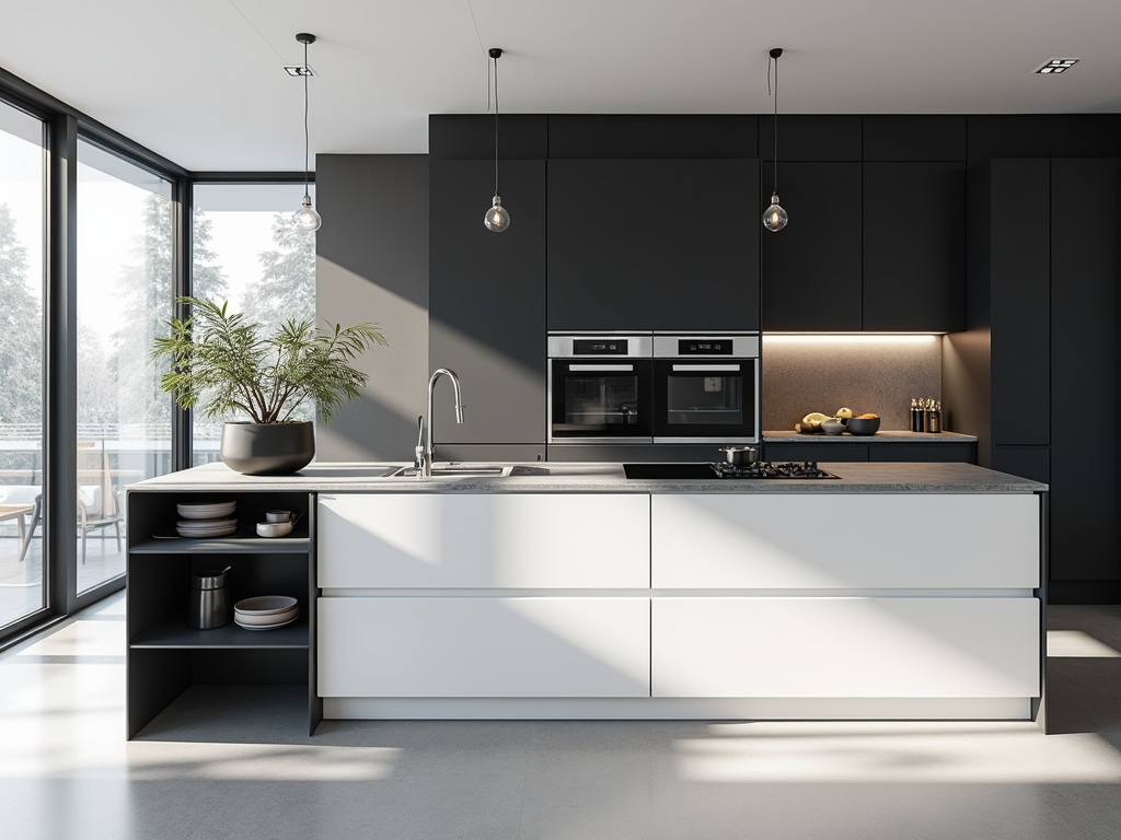 Sleek & Chic: Minimalist Black and White Kitchen Design