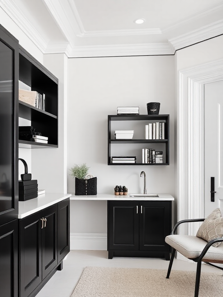 Chic room white walls with black trim ideas