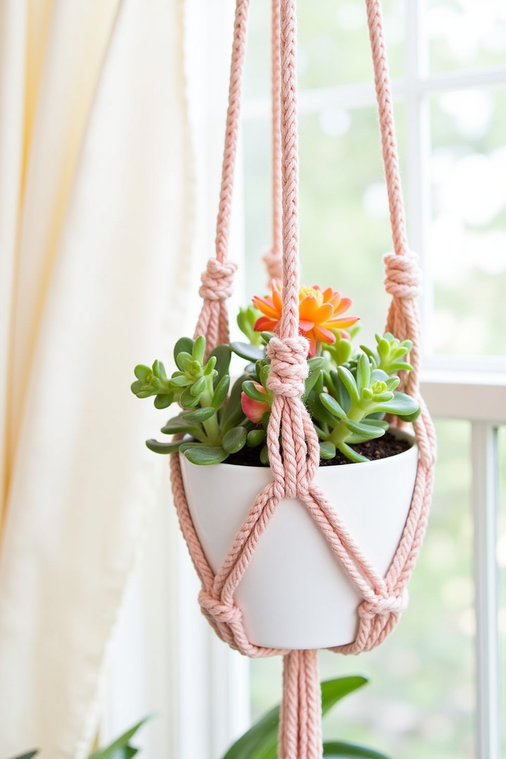Charming Blush Macrame Plant Hanger