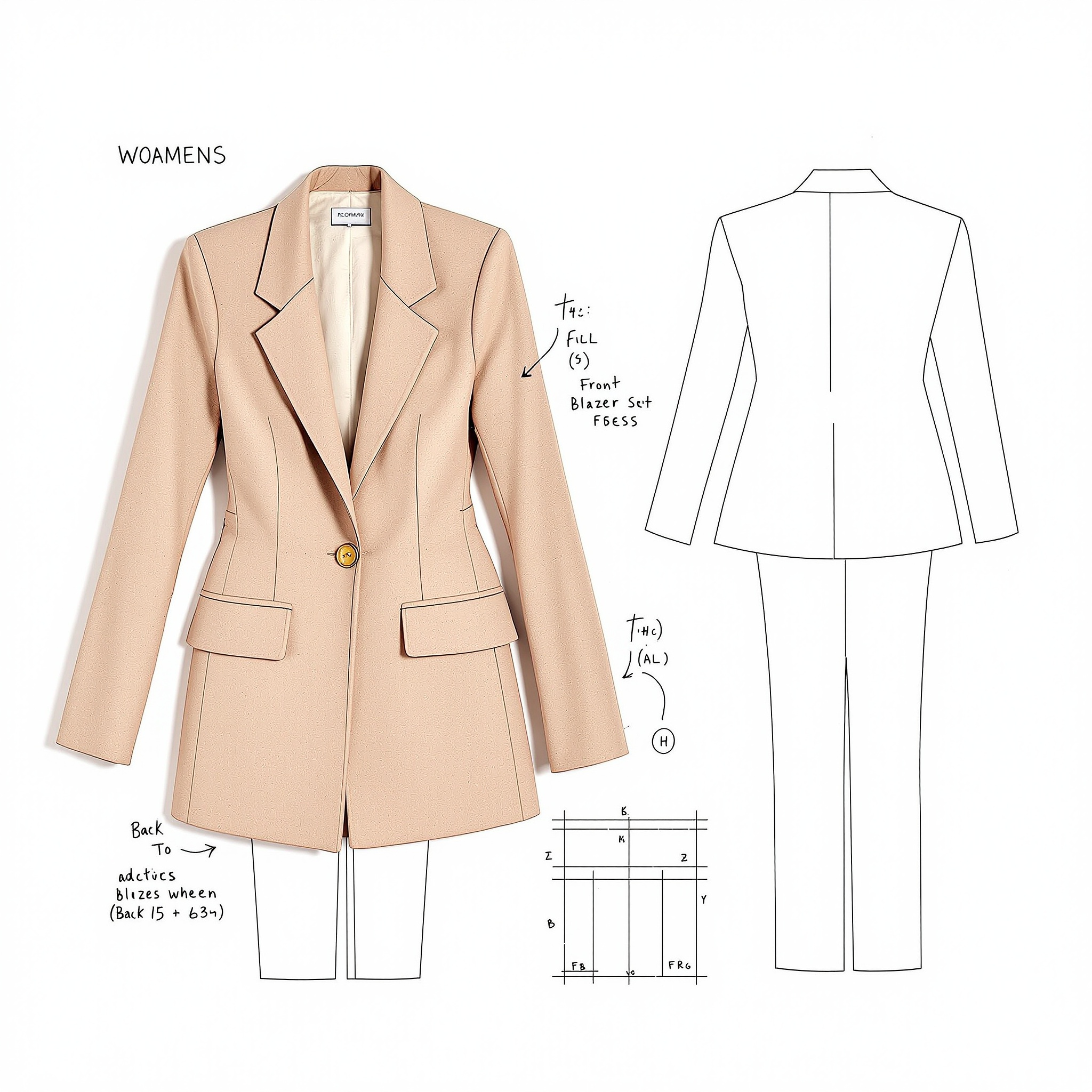 Fashion Technical Flat Drawing Specification Sheet