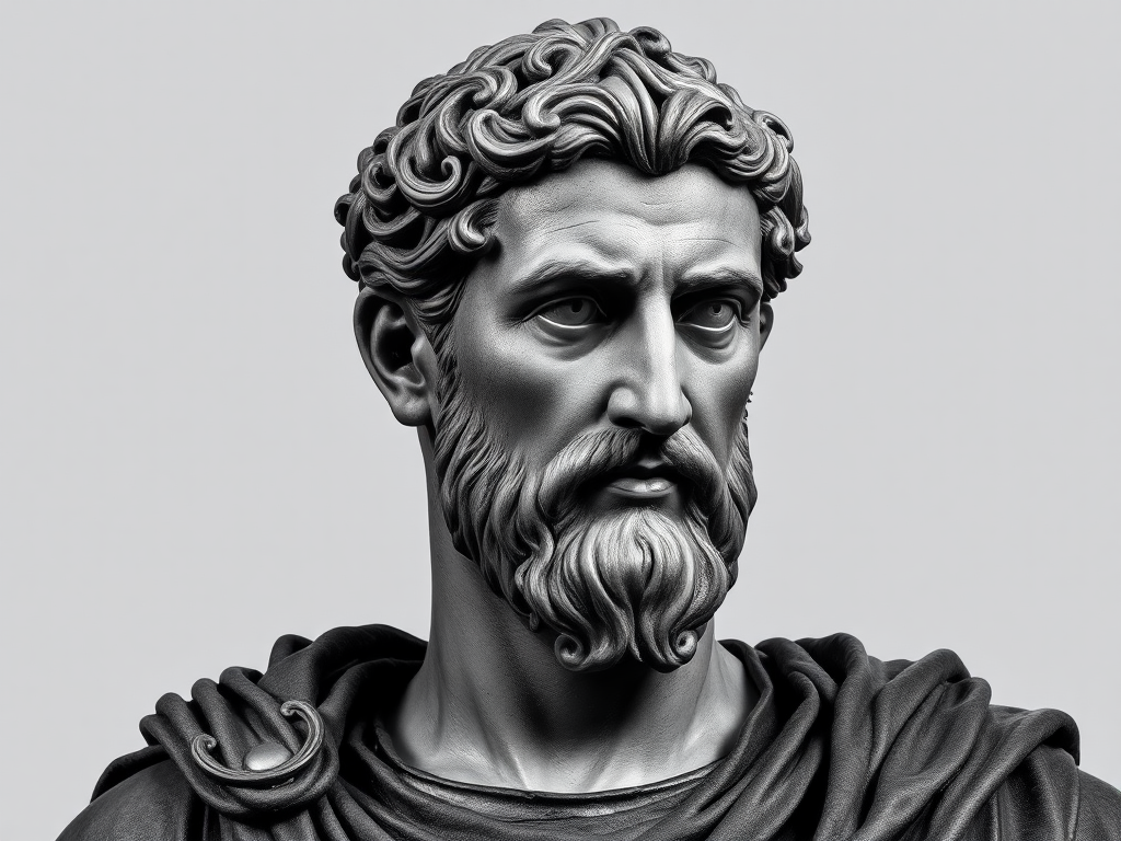 photorealistic image of Julius Caesar in the style of a black and white photo