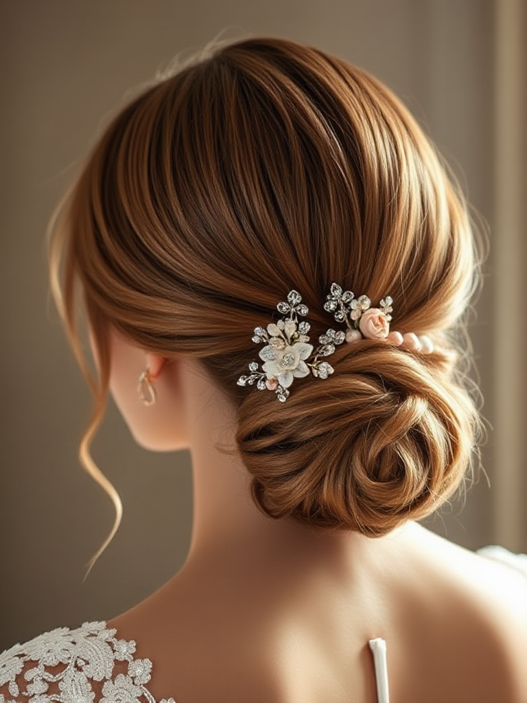 Low Bun Updo for Weddings