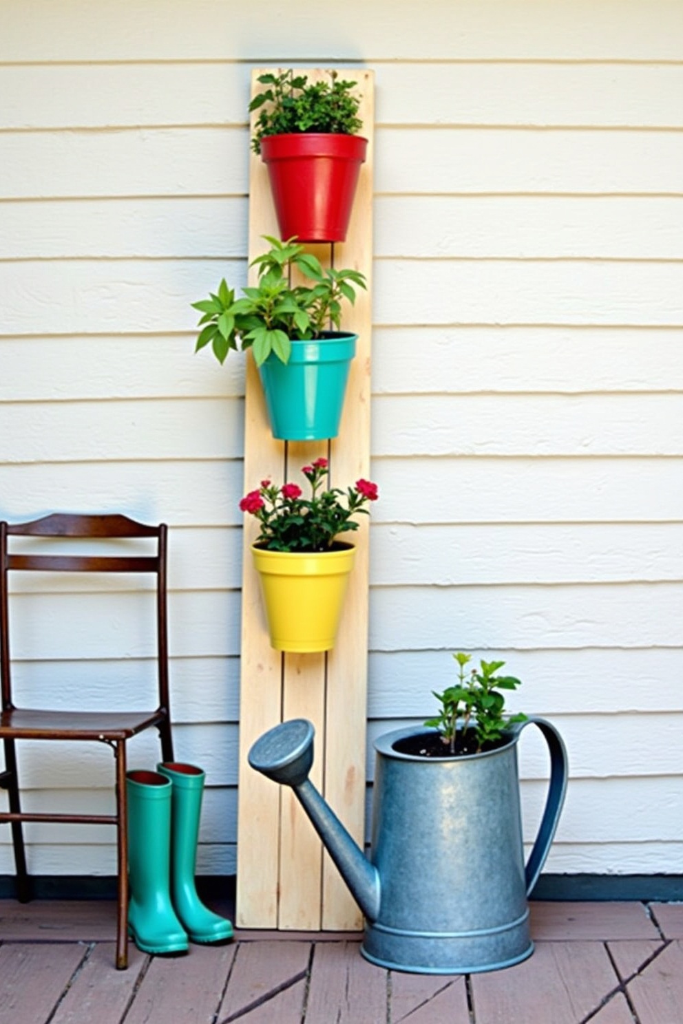Fence Slats and Clay Pots Garden