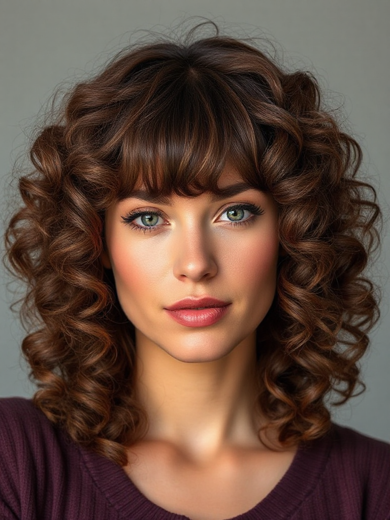 Medium Haircuts with Curtain Bangs