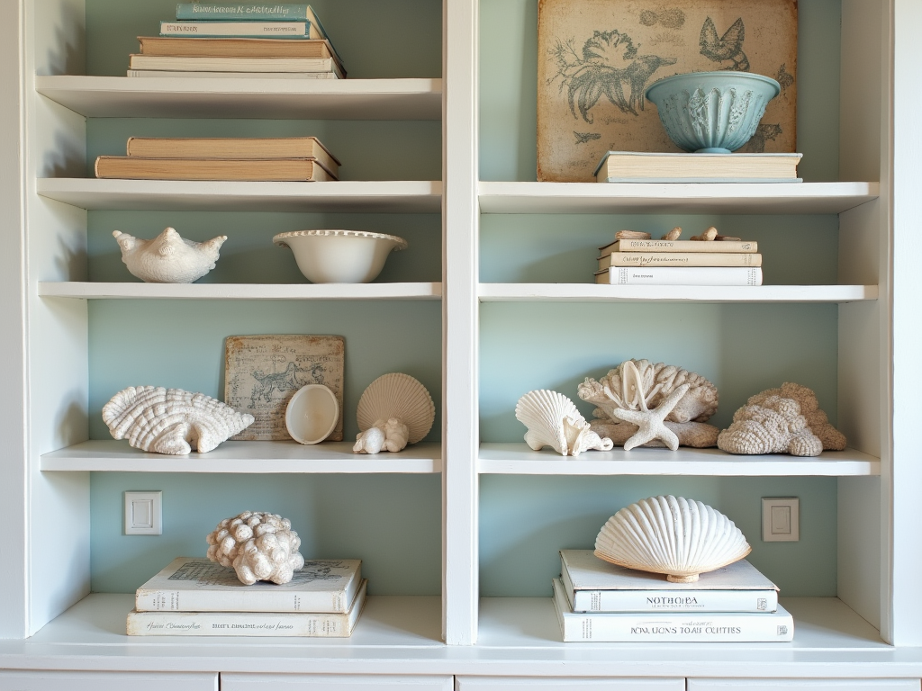 Coastal Vintage Charm: Styling Your Bookcase with Antique Treasures