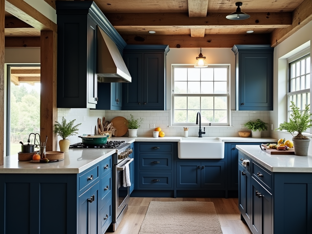 Elevate Your Traditional Kitchen with Navy Blue Cabinetry