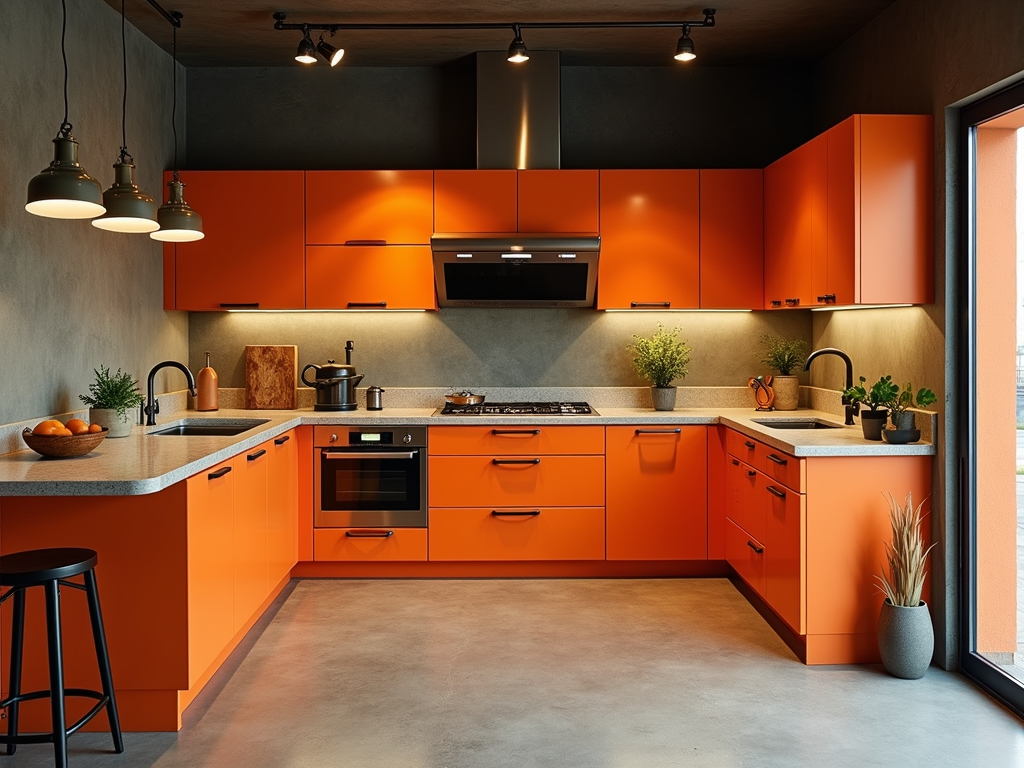 11+ Mid-Century Modern Kitchen with Orange Details Ideas