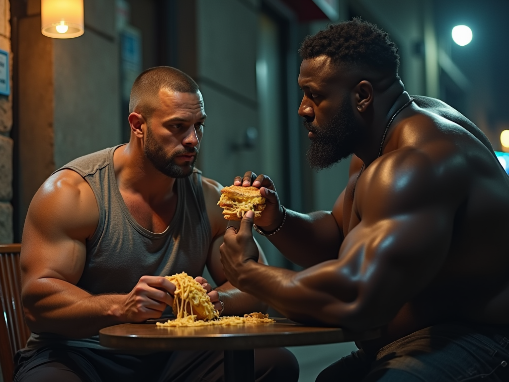 a-muscular-man-with-a-sharp-jawline-sits-wcj1u625z